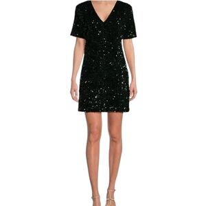 Nwt Alex Marie Black SequinStretch Knit Shortsleeve Cocktail Dress